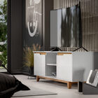 Rack Bancada Flow Branco/freijó - Ej Móveis