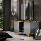 Rack Bancada Flow Cinza/freijó – Ej Móveis