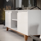 Rack Bancada Flow Para Tv 146 Cm 2 Portas Com Pés De Madeira