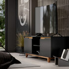 Rack Bancada Flow Preto/freijó – Ej Móveis