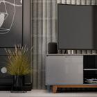 Rack Bancada Flow Tv 55 Polegadas Pés Madeira 2 Portas Pratel