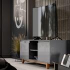 Rack Bancada Flow Tv 55 Polegadas Pés Madeira 2 Portas Pratel