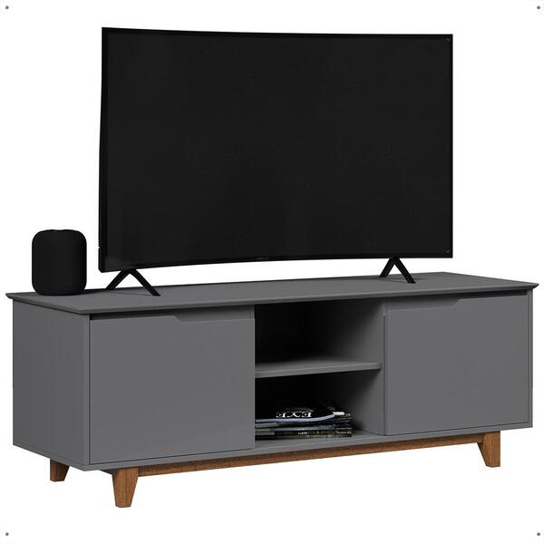 Rack Bancada Flow Tv 55 Polegadas Pés Madeira 2 Portas Pratel