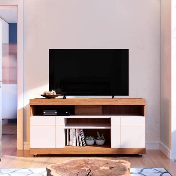 Rack Bancada França 136cm Tv 47" Natura Real Off White Bnn De