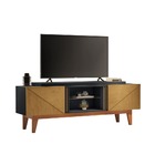 Rack Bancada Lift Tv 60 160cm 2 Portas Preto Carvalho Intense