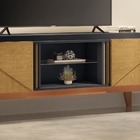 Rack Bancada Lift Tv 60 160cm 2 Portas Preto Carvalho Intense