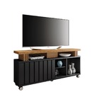 Rack Bancada Luiza Tv 50 136cm 1 Porta Preto Carvalho Intense