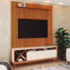 Rack Bancada Merlot Com Painel Ripado Para Tv Até 75 Polegada