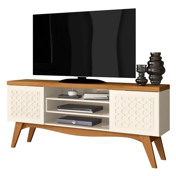 Rack Bancada Para Sala De Estar Com 02 Portas Lis Off White/c