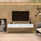 Rack Bancada Para Sala Tv Ate 50 Polegadas Branco/dourado