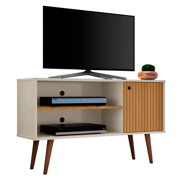 Rack Bancada Para Tv Até 42 Pol. Pés Palito Jade Off White/ci