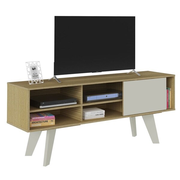 Rack Bancada Para Tv Até 47 Pol. Vip Flex Mescla/off White -