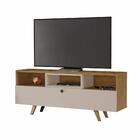 Rack Bancada Para Tv Até 50" 01 Porta 03 Nichos Avanço Freijó