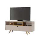 Rack Bancada Para Tv Até 50" 01 Porta 03 Nichos Avanço Off Wh