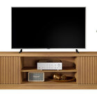 Rack Bancada Para Tv Até 75" 02 Portas Com Detalhe Ripado E 0