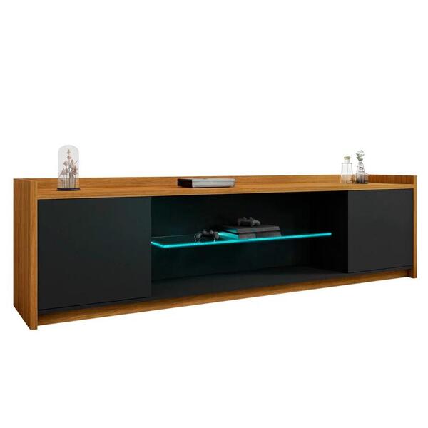 Rack Bancada Para Tv Até 82 Pol. 2 Portas Doha Preto Fosco/ci