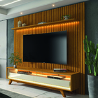 Rack Bancada Requinte Com Painel Ripado Para Tv Até 70 Polega