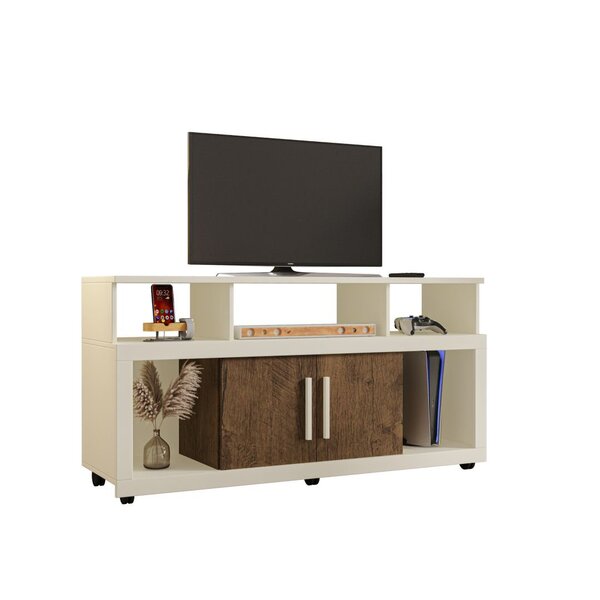 Rack Bancada Sala Com Pés De Rodinha E 2 Portas Star  135x70c