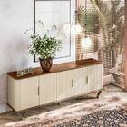 Rack Bancada Sirius 170cm Tv 75'' Castanho Wood Off White Tan