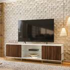 Rack Bancada Sirius Tv 75 180cm 2 Portas Castanho Wood Off Wh