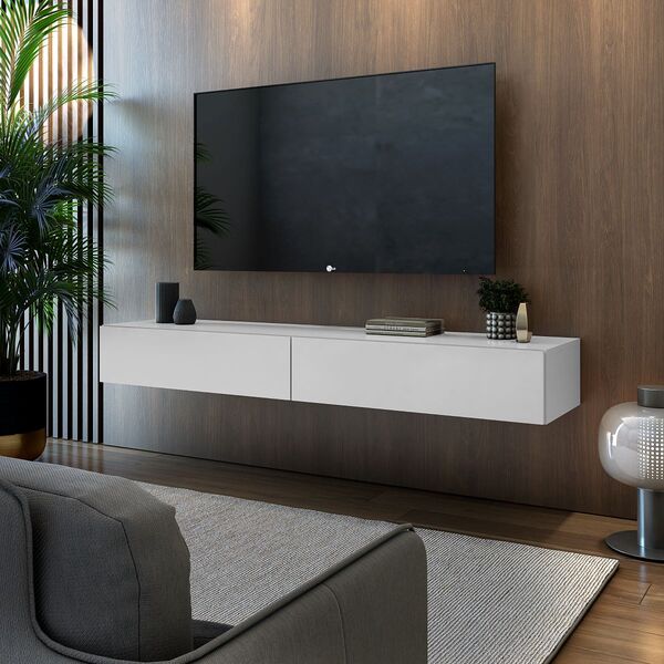 Rack Bancada Suspenso 1,40cm Estilo Contemporâneo Para Tv Até