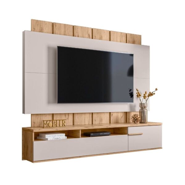 Rack Bancada Suspenso Painel Para Tv 70” Lena Teca Ártico