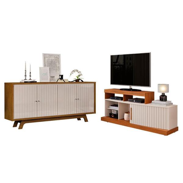 Rack Bancada Valle E Aparador Buffet Mercuri Freijó Off White