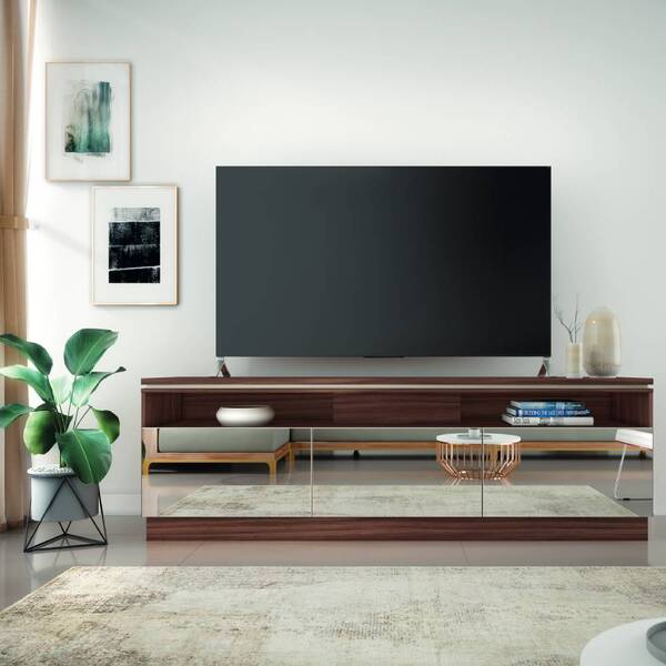 Rack Bancada Venezuela 200cm Tv 82" Nogueira Real Off White T