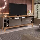 Rack Bancada Wine Tv 60" Nicho 2 Portas Pés Madeira Vintage A