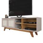 Rack Bancada Yasmim 180cm Tv 60 2 Portas Carvalho Nobre Griz