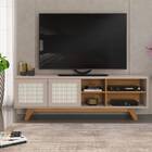 Rack Bancada Yasmim 180cm Tv 60 2 Portas Carvalho Nobre Griz