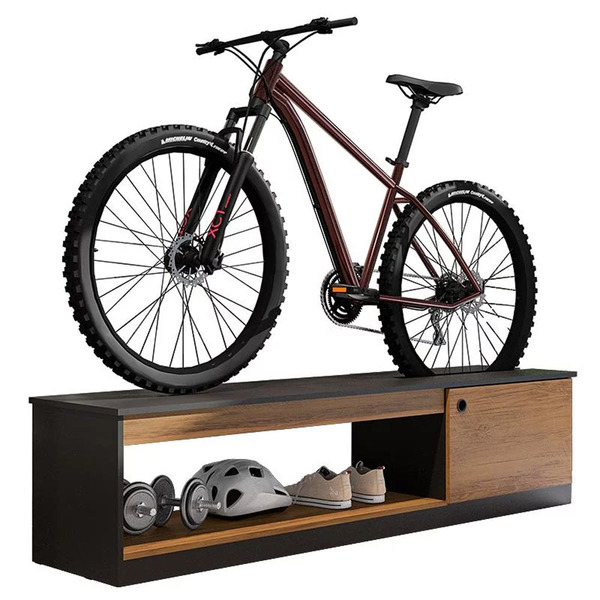 Rack Bike Bicycle - Móveis Leão - Preto/freijó
