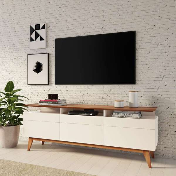 Rack Bristol Ii 3 Gv Off White Com Freijó Touch 180 Cm