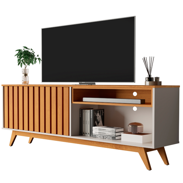 Rack Buriti Portas Ripadas Com Abertura Ao Toque Quatro Nicho