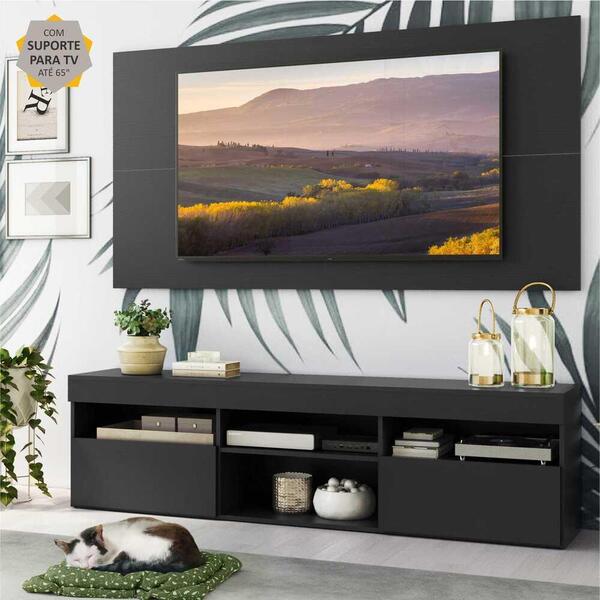 Rack C/ Painel E Suporte Tv 65" 2 Portas Londres Multimóveis