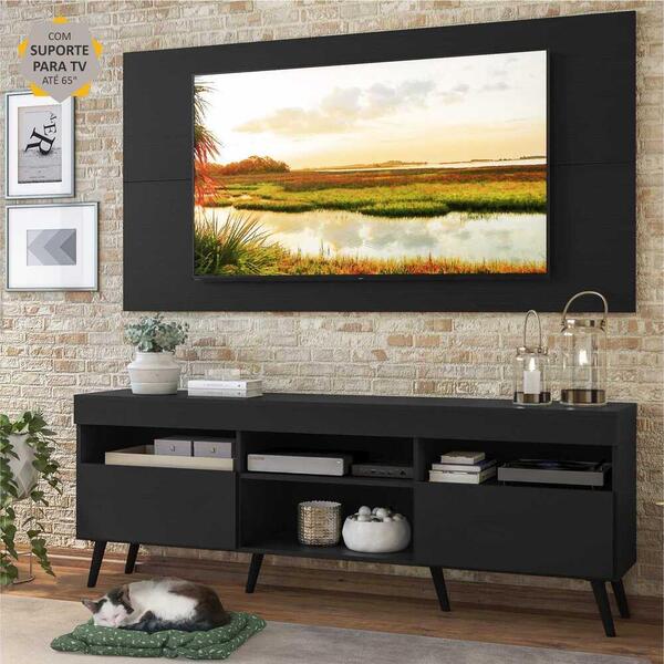 Rack C/ Painel E Suporte Tv 65" Pés Retrô Com 2 Portas Londre