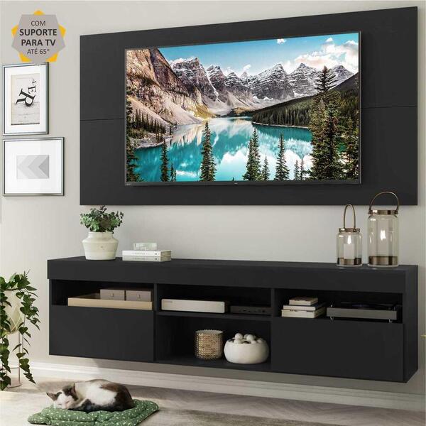 Rack C/ Painel E Suporte Tv 65" Suspenso Com 2 Portas Londres