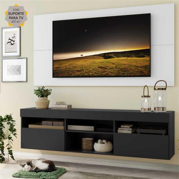 Rack C/ Painel E Suporte Tv 65" Suspenso E 2 Portas Londres M