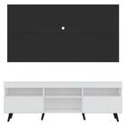 Rack C/ Painel Tv 65" Branco/preto Londres Multimóveis Pés Re