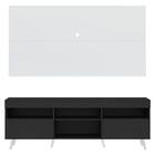 Rack C/ Painel Tv 65" Preto/branco Londres Multimóveis Pés Re