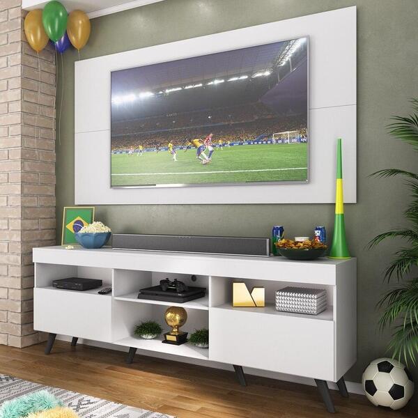 Rack C/ Painel Tv 65" Retrô Holanda Multimóveis Br3133 Branco