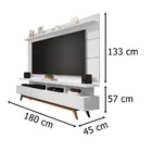 Rack C/ Painel Vivare 1.8 Wood Branco Acetinado - Germai Móve