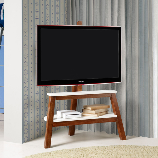 Rack Cavalete Bowie 1 Prateleira Em Mdf/eucalipto - Cacau/lac