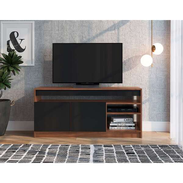 Rack Chass Preto E Marrom 125 Cm