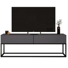 Rack Cinza Com 2 Gavetas Com Pes De Ferro Na Cor Preto