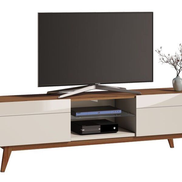 Rack Classic 2g 1.8 Off White Com Freijó - Imcal Móveis