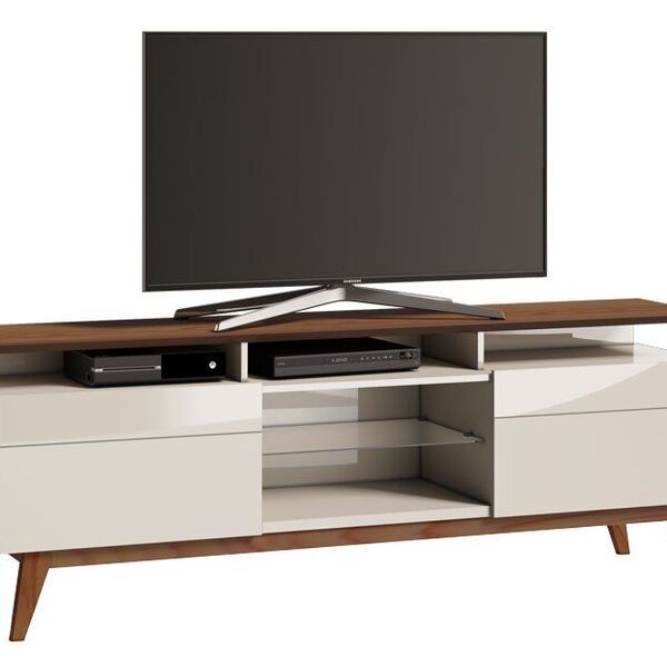 Rack Classic +2g 1.8 Off White Com Freijó - Imcal Móveis