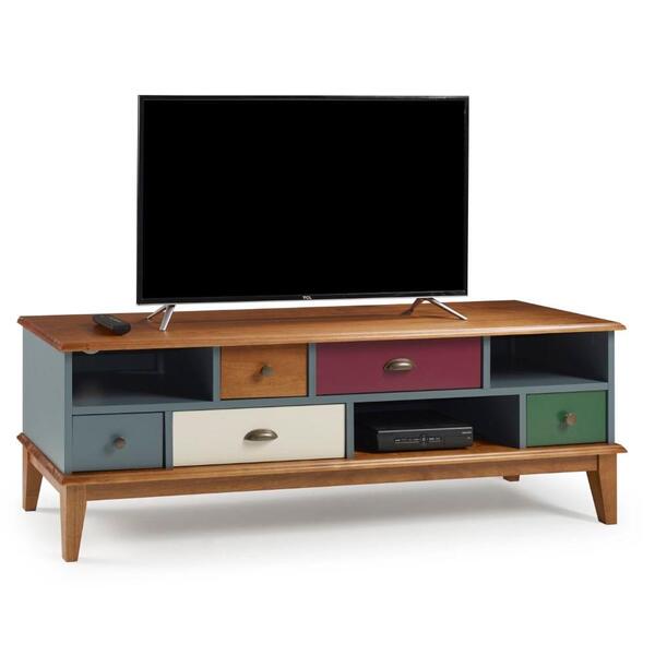 Rack Collor Com 05 Gavetas Cinza E Amêndoa