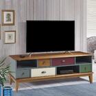 Rack Collor Com 05 Gavetas Cinza E Amêndoa