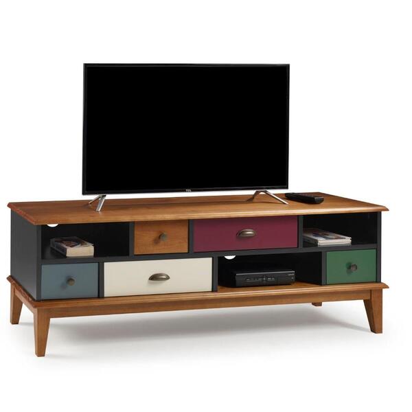 Rack Collor Com 05 Gavetas Preto E Amêndoa